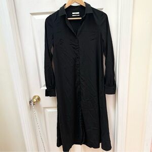 CO Essentials Long Sleeve shirt Dress Black maxi long collared button down XS